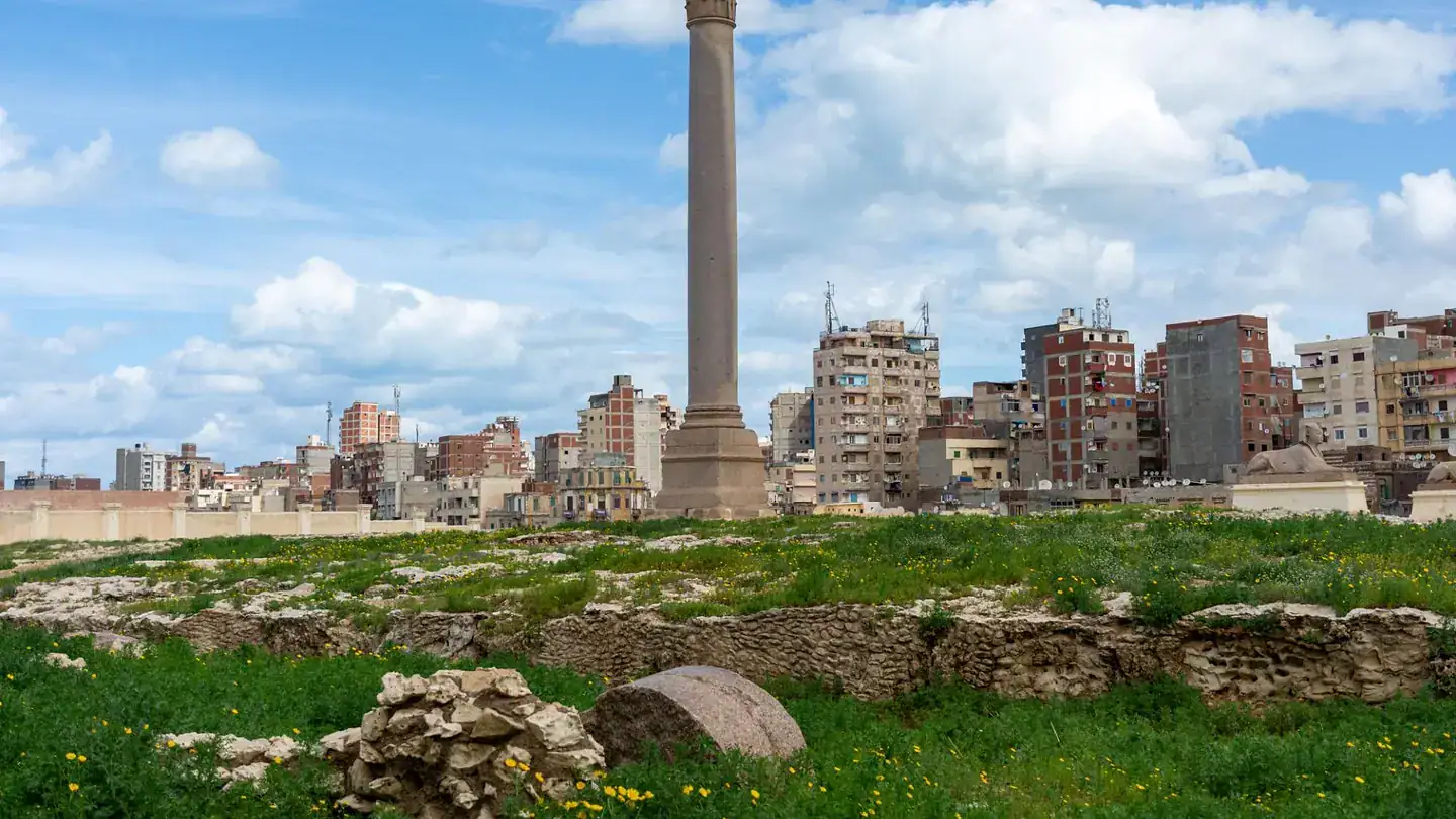 Pompey's Pillar in Alexandria with the Serapeum ruins