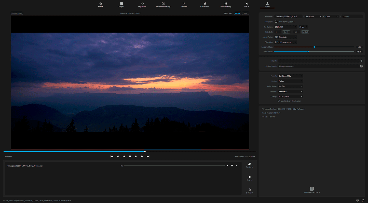 Lumina Timelapse Studio Software Export Professional Format