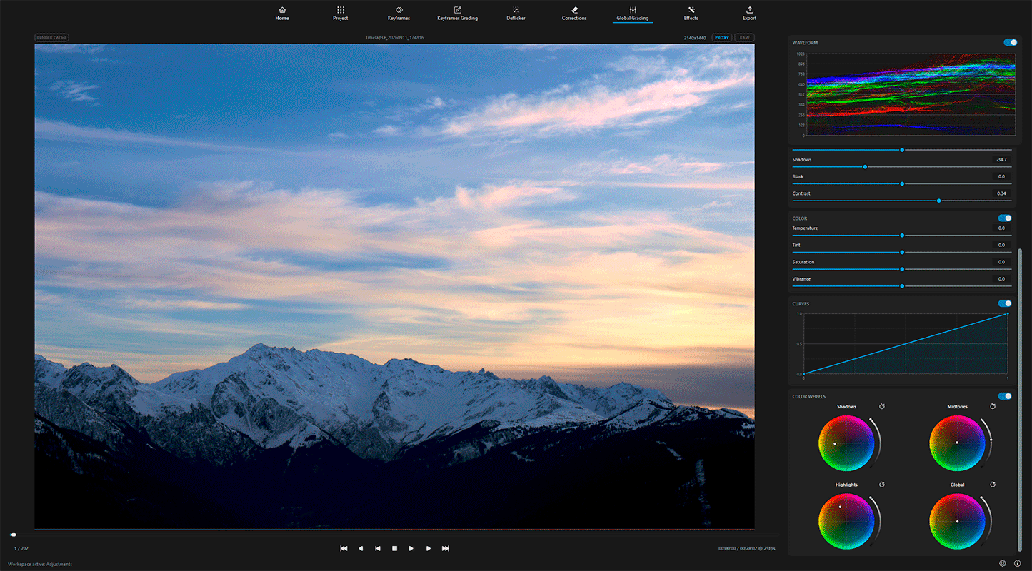 3-way cinema color wheels and ACES color grading suite in Lumina