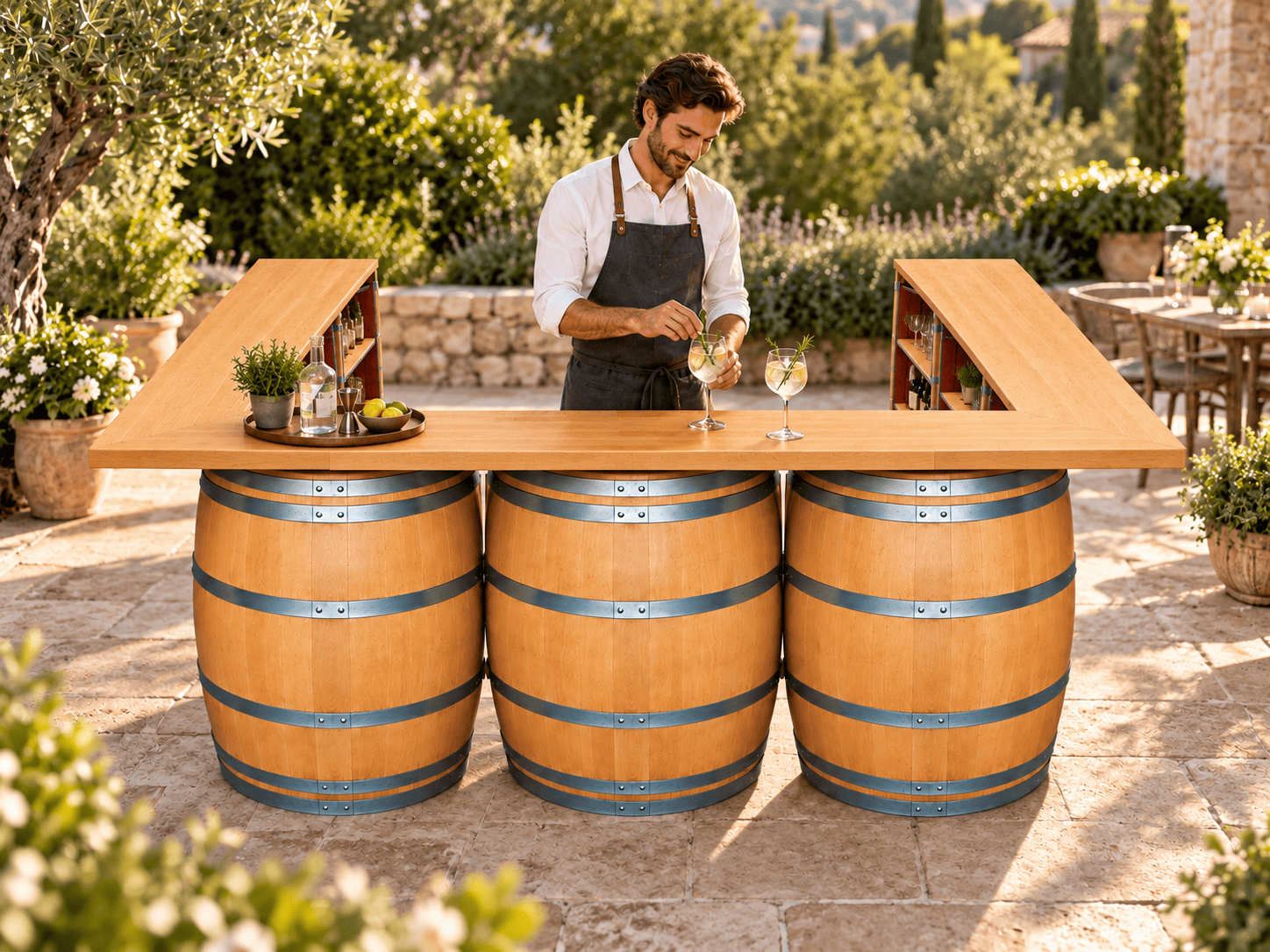 Comptoir tonneau en U