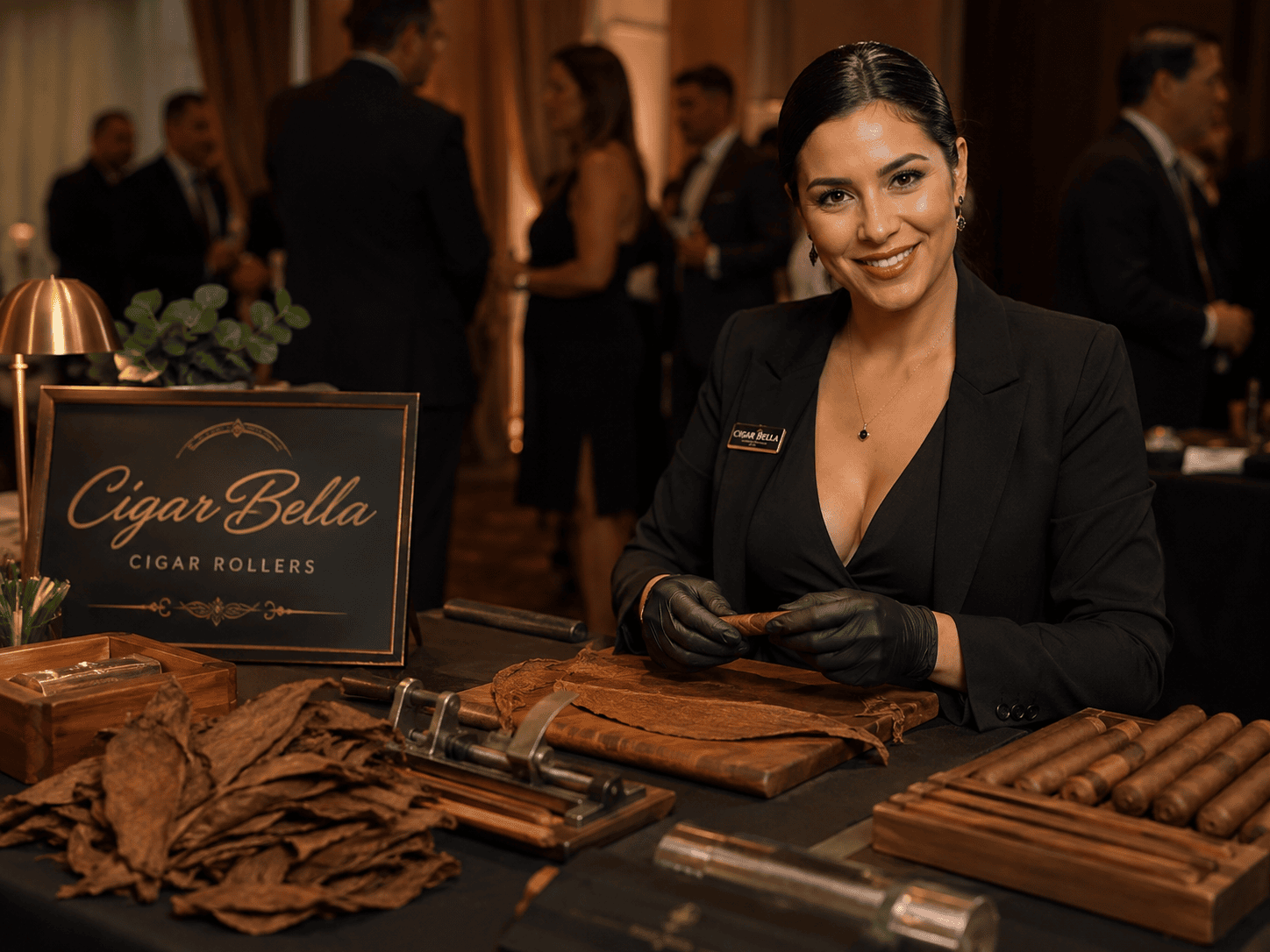 Cigar roller for golf tournament events with live cigar rolling station for sponsors and VIP guests