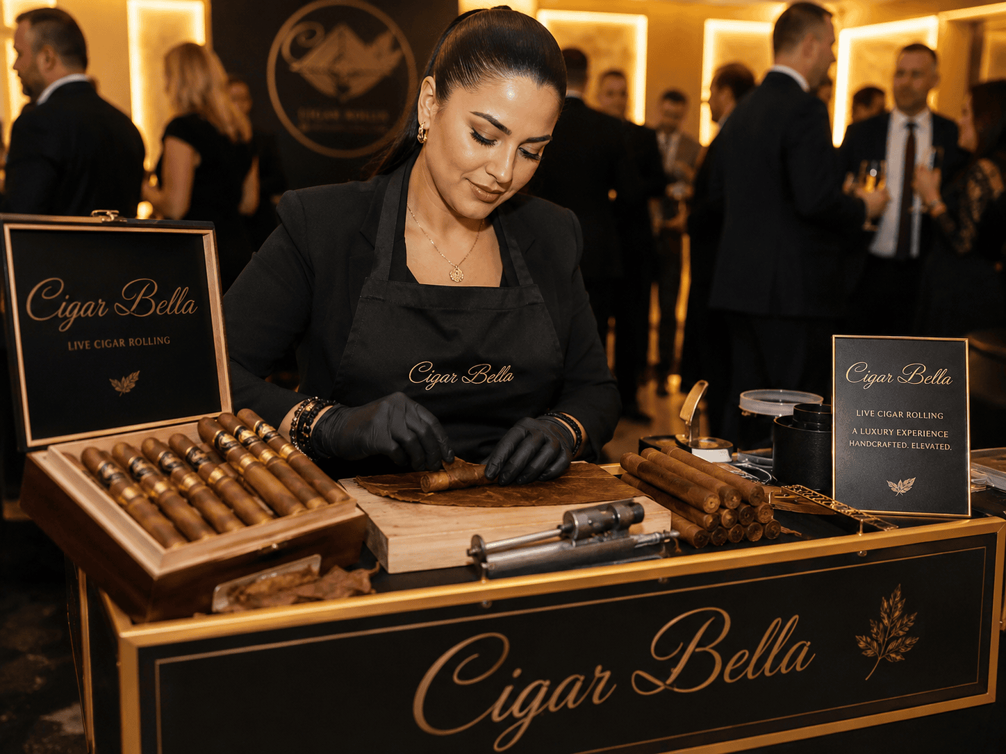 Live cigar rolling sponsor activation for golf tournament VIP lounge and corporate hospitality