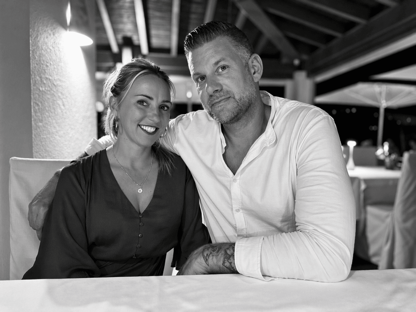 Couple at wedding dinner in Mallorca