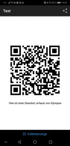 Ein Glympse kann auch als QR-Code verschickt werden. (Screenshot)