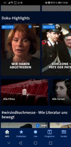 So präsentiert sich die App der ARD-Mediathek (Screenshot)