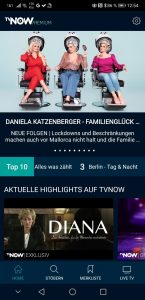 Die TVNOW-App ist mehr Streaming-Service als Mediathek (Screenshot)