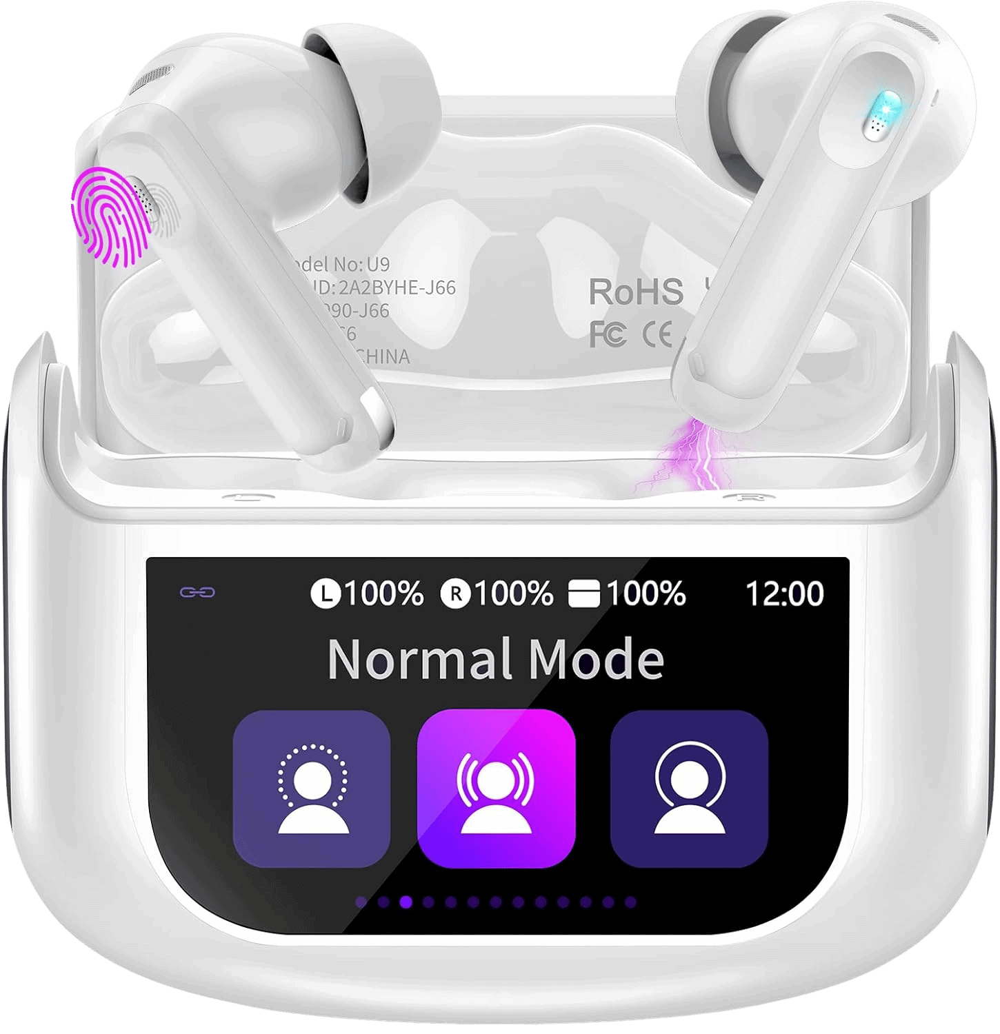 THUNELEC Earbuds with Smart Touch Screen & ANC