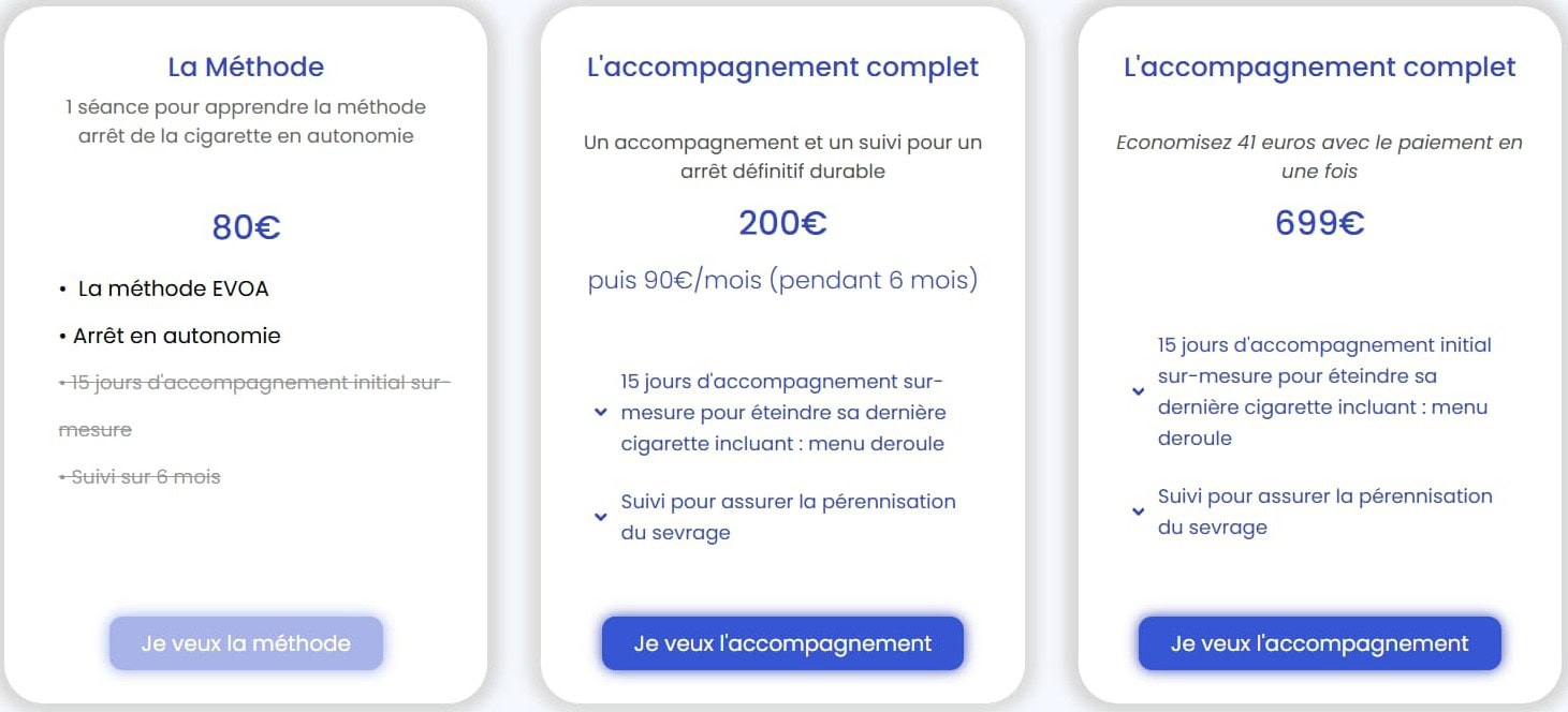 Les tarifs de l'accompagnement EVOA à la désintoxication tabagique à Toulouse