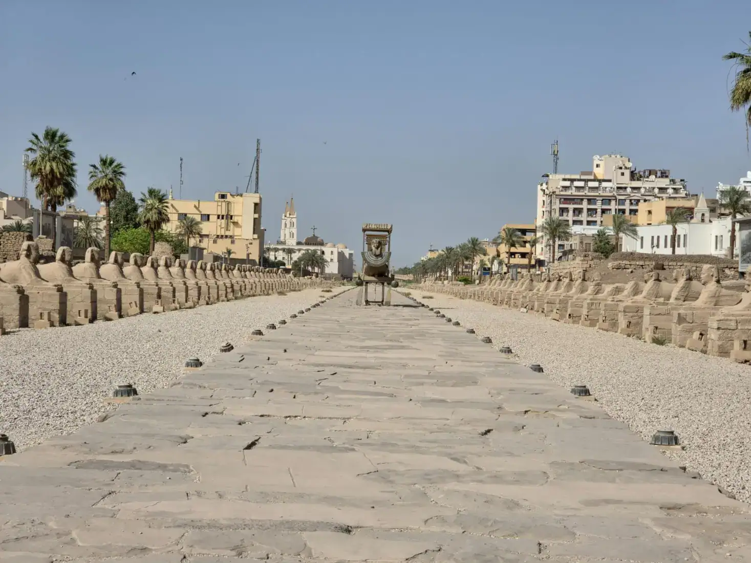 Luxor Temple Avenue of Sphinxes connecting the sanctuary with Karnak Temple