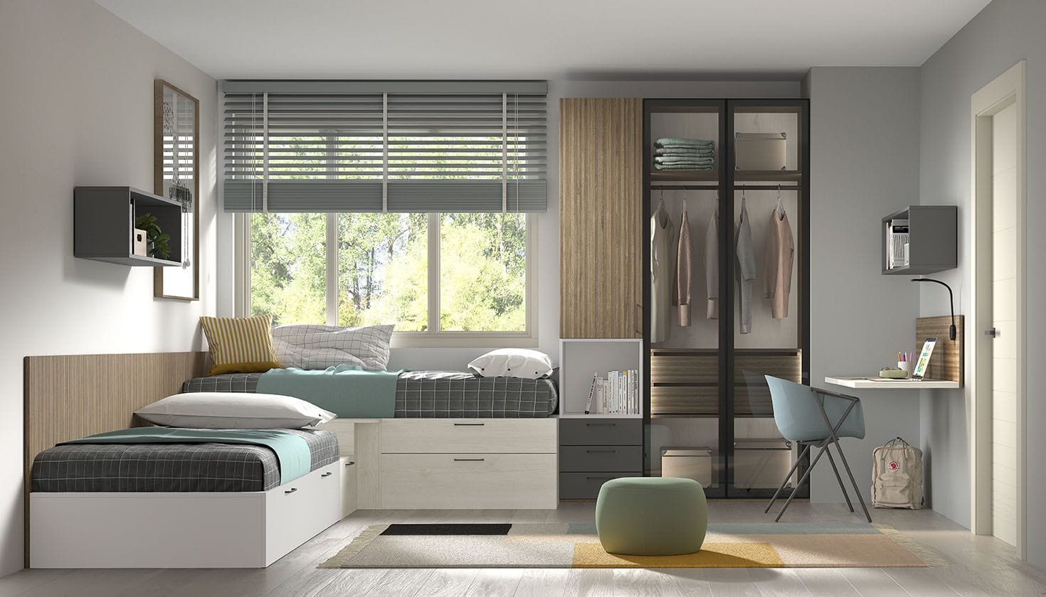 diseño de dormitorio Juvenil armario