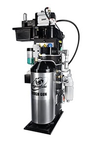 Tregaskiss TOUGH GUN TT3 reamer with sprayer reservoir, lubricator and wire cutter installed