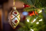 Christmas Ornament on a Tree at Our Resort in the Catskills in New York