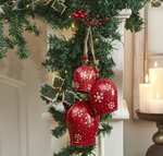Falling Snowflake Red Metal Bell Set of 3 - 4/5/6.25 inch