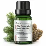 Olio essenziale di Abete Siberiano AMYRON puro 100% da 15 ml con rami e pigne di Abies sibirica