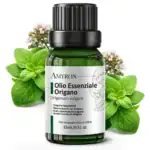 Olio essenziale di origano puro 100% naturale AMYRON in flacone da 15 ml con foglie di origano
