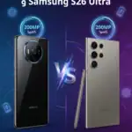 مقارنة بين HONOR Magic 8 Pro و Samsung S26 Ultra – هاتفان أحدهما من هونر والآخر من سامسونج، برواز التيتانيوم، كاميرا مزدوجة 200 ميجابكسل، معالج Snapdragon 8 Elite Gen 5، يستخدمان في السعودية والإمارات