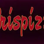 Logo de la pizzeria Crispizz avec deux personnages pizza façon Pac‑Man et typographie rouge et jaune.