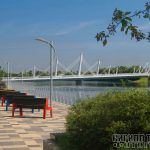 Вантовый мост, крупный план: мачты, ванты, конструкция, открыт в конце 2024 года, Нагатинский затон