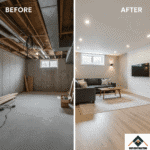 Basement renovation in Kitchener Ontario before and after by HAFI Contracting Group