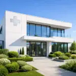 Façade moderne d'une clinique esthétique française avec certification médicale visible.