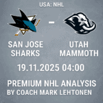 San Jose Sharks vs Utah Mammoth - Match Preview 19.11.2025 - NHL