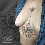 mellkas virág tetoválás, chest flower tattoo