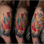 festőkészlet színes felkar tetoválás, set of colorful upper arm tattoos