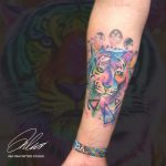 színes tigris tetoválás, colorful tiger tattoo