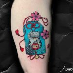 színes macska tetoválás Budapest, colorful cat tattoo Budapest