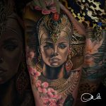 reál színes Egyiptomi Fáraó tetoválás, real colorful egyptian pharaoh tattoo