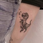 dínó buborék kedves játék mese fekete fehér test tetoválás, dino bubble lovely toy fairy tale black white body tattoo