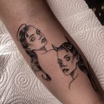 angyal ördög női alak tetoválás Budapest, angel devil female figure tattoo Budapest