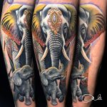 elefánt színes realisztikus ázsiai tetoválás, elephant colorful realistic asian tattoo