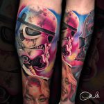 színes realisztikus star wars tetoválás Budapest, colorful realistic star wars tattoo Budapest