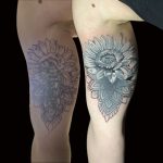 takarás napraforgó fekete fehér virág tetoválás, cover sunflower black white flower tattoo