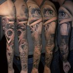 szem hit vallás egész kar realisztikus tetoválás, eye faith religion full arm realistic tattoo