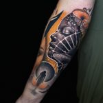 színes emlék alkar tetoválás Budapest, colorful memorial forearm tattoo Budapest