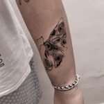 foltos pillangó tetoválás alkar, spotted butterfly tattoo forearm