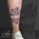virág boka tetoválás Budapest, flower ankle tattoo Budapest
