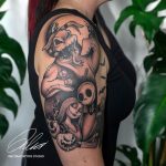 hallowween fekete fehér tetoválás, halloween black and white tattoo