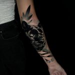 fekete puma realisztikus alkar tetoválás, black cougar realistic forearm tattoo