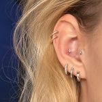 dupla hélix lobe tragus daith piercing ezüst színű ékszer, double helix lobe tragus daith piercing silver jewelry