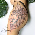 oroszlán mandala fekete fehér tetoválás Budapest, lion mandala black and white tattoo Budapest