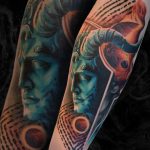 Görög mitológiai színes tetoválás alkar, Greek Mythology Color Tattoo Forearm