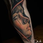 realisztikus női arc színes tetoválás Budapest, realistic female face colorful tattoo Budapest
