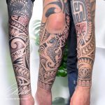 egész karos csikóhal geometrikus fekete fehér tetoválás Budapest, full arm seahorse geometric black and white tattoo Budapest