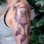 bagoly álomfogó tetoválás, owl dream catcher tattoo
