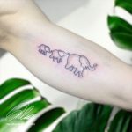 elefánt család tetoválás Budapest, elephant family tattoo Budapest
