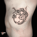 fa falevél szív emlék tetoválás Budapest, tree leaf heart memorial tattoo Budapest