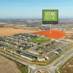 Aerial site map of Scenic Ridge Phase 3 in Paris, Ontario, highlighting the development location near Rest Acres Road and Powerline Road.